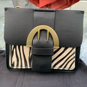 Zac Posen Biba buckle genuine pony hair crossbody